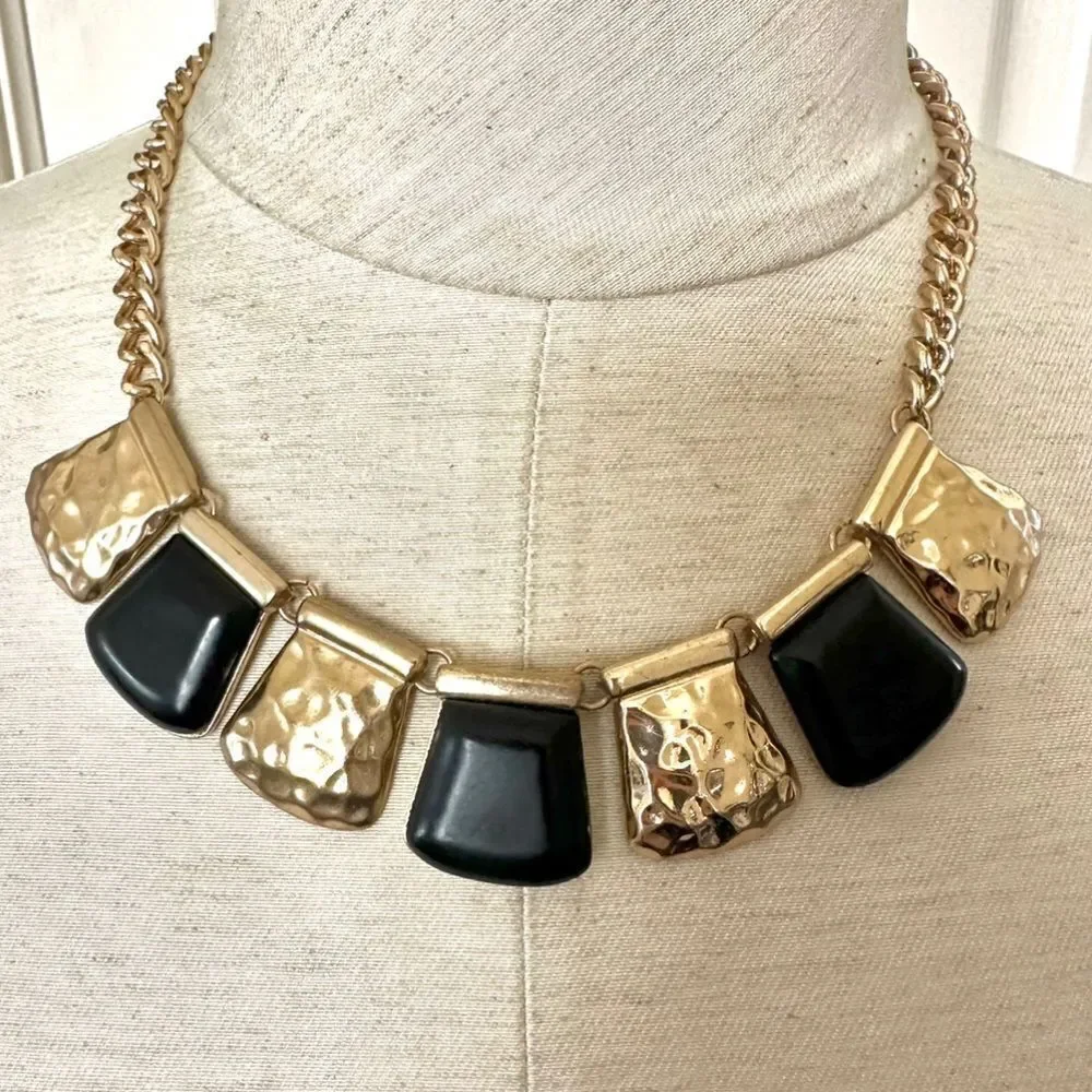 L.JTM gold tone and black necklace